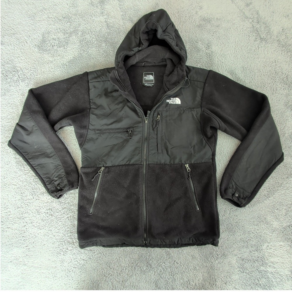 The North Face Denali Hoodie Fleece Jacket Mens Small Black Polartec Full Zip